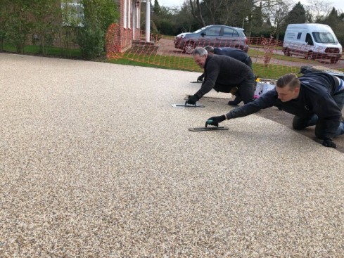 Resin bound driveway being installed in Carmarthen by expert team at Tywi Valley Paving