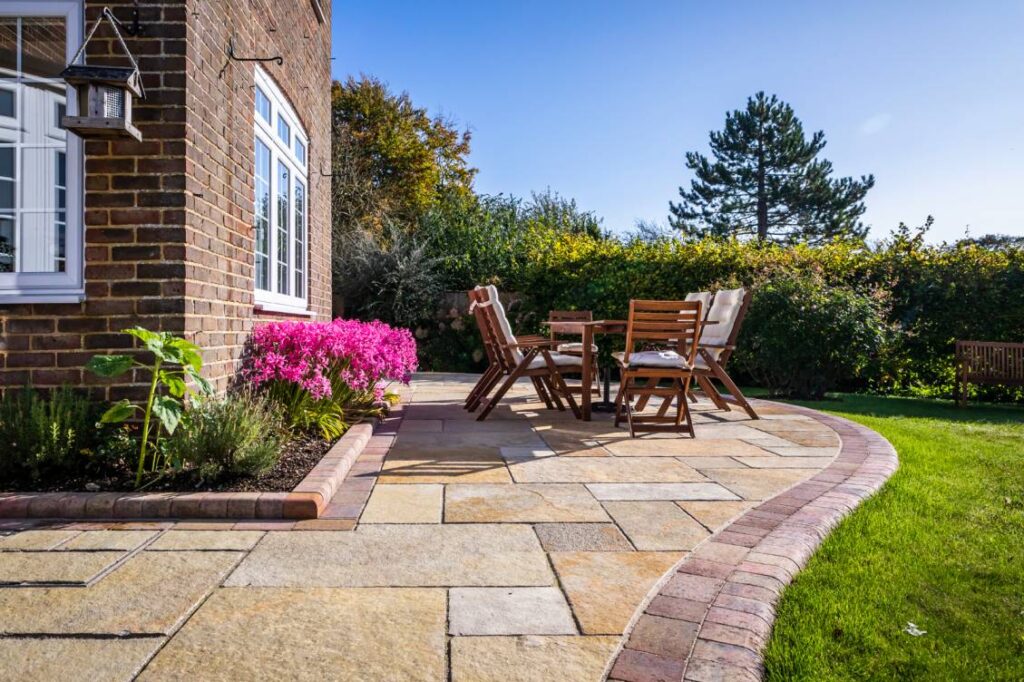 Stylish outdoor patio in Swansea with high-quality stone slabs