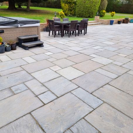 Patio renovation project in Carmarthen garden