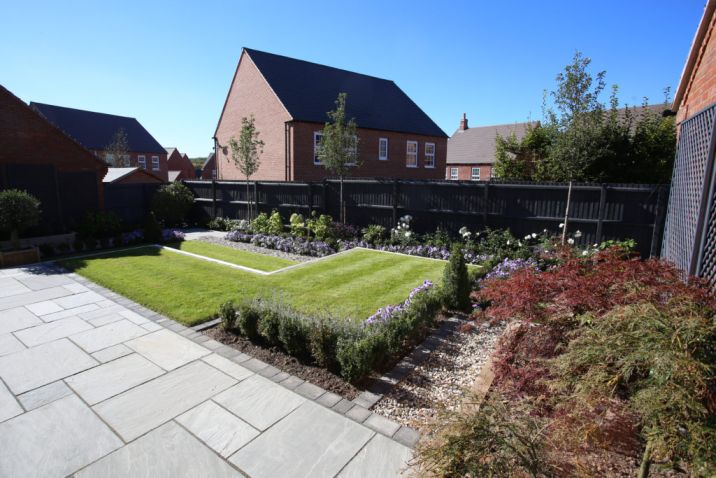 Beautiful completed garden patio in Port Talbot home