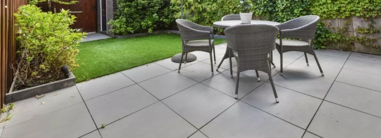 Professional patio installers Port Talbot working on stone patio